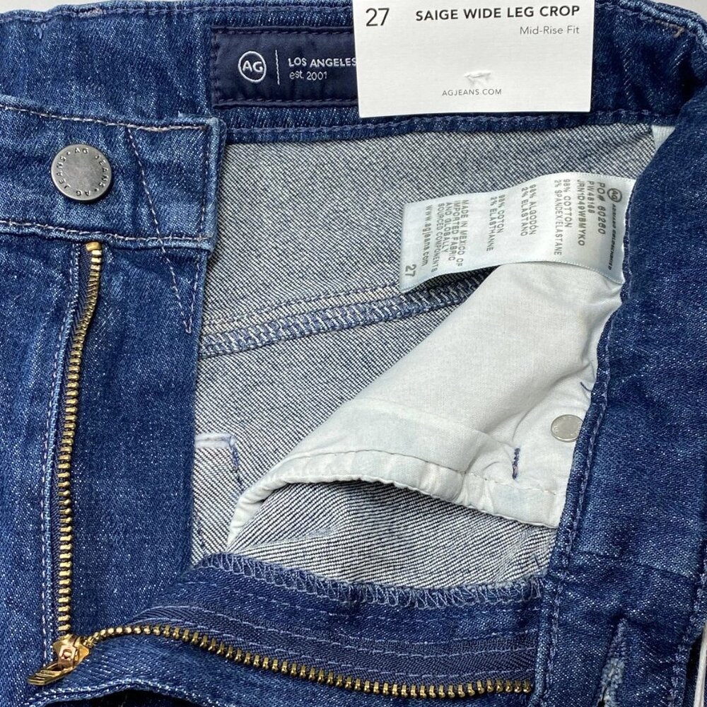 NEW AG Women’s Saige Wide Leg Cropped Jeans Dark Blue Size 27 - Picture 8 of 11